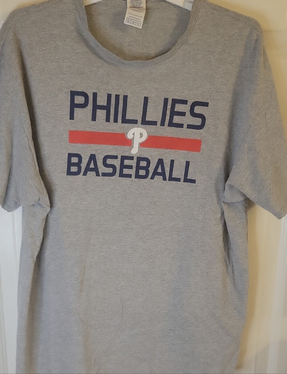Delta Gray Philadelphia Phillies Baseball Tee with Navy & Red Accents